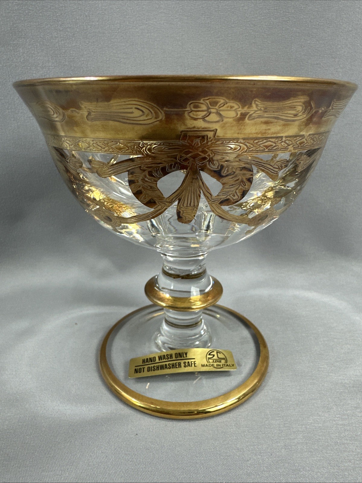 SC Line Arte Italica Medici Hand Made 24 K Gold Decorative Compote Glass