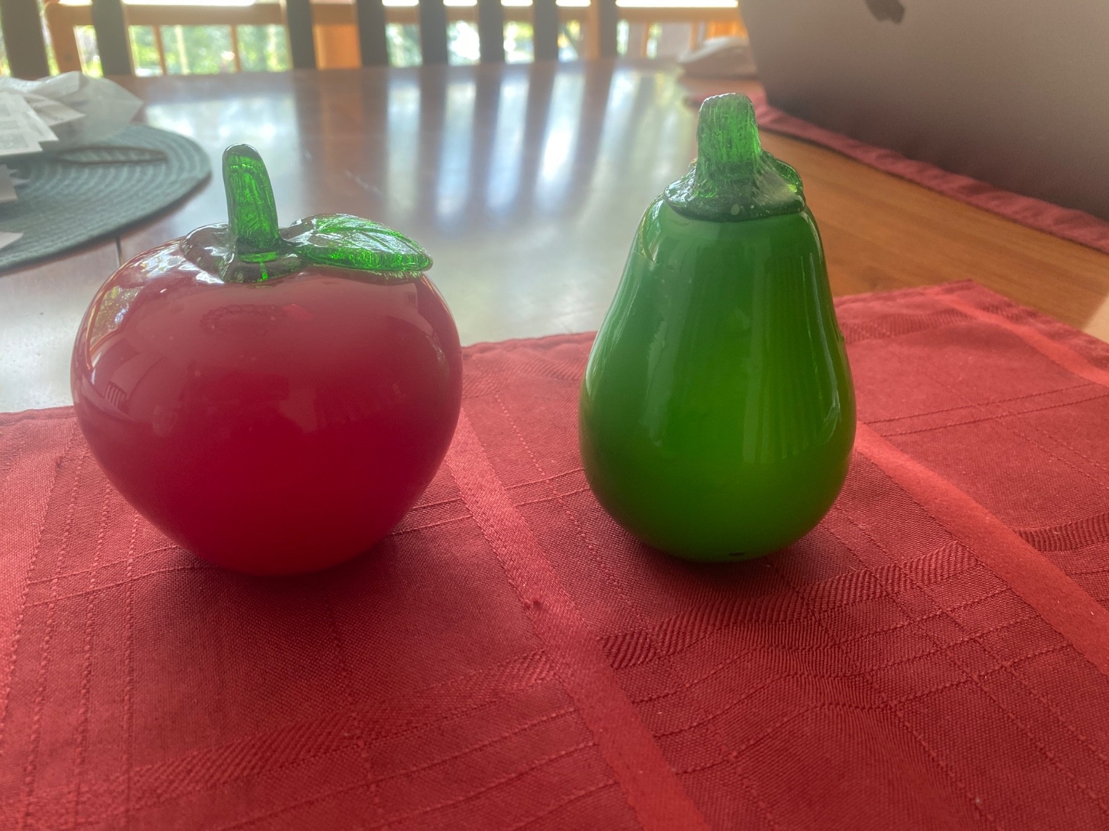 Handblown Art Glass Apple and Pear Bookends Paperweights BIN $10.00