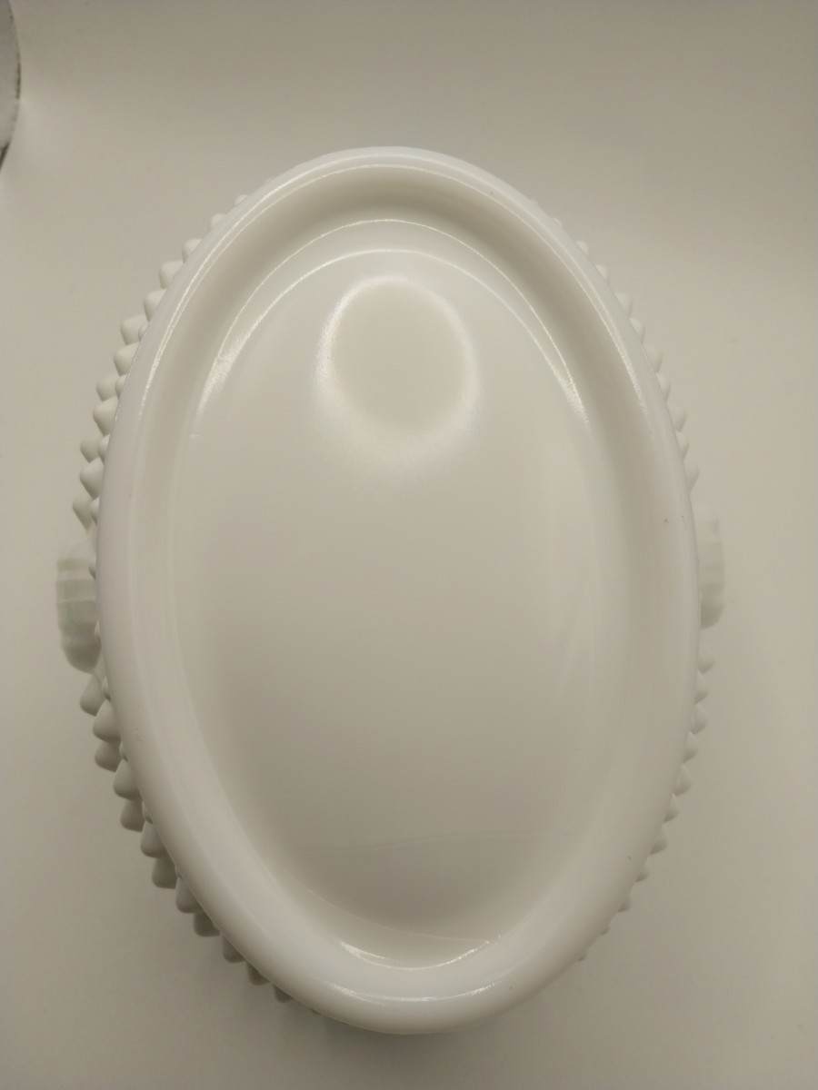 Fenton VTG Hobnail Milk Glass Basket With Handle Vintage Decorative Collectible