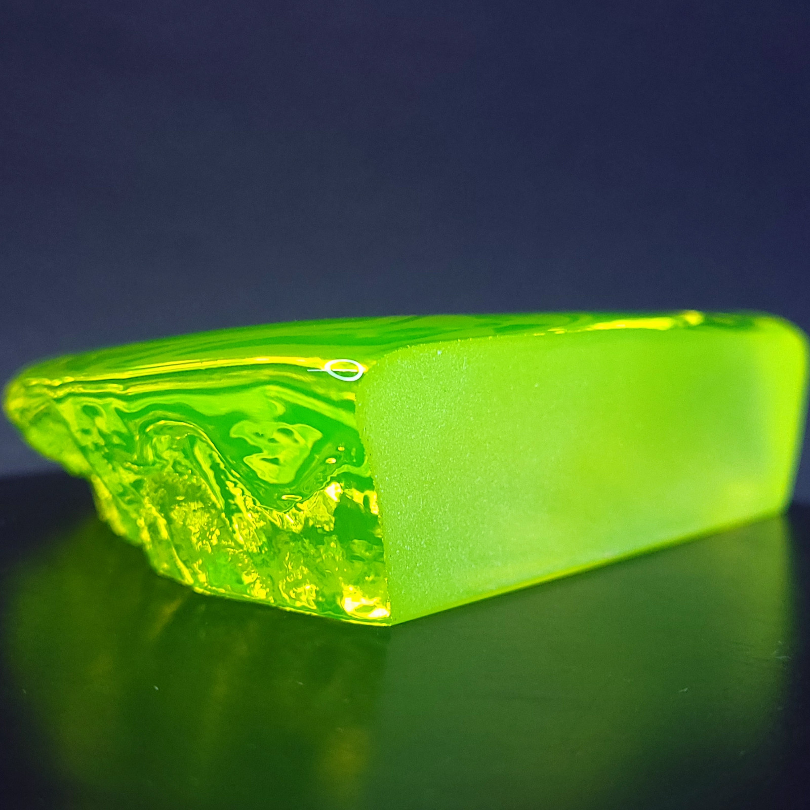 Rare Uranium Glass Figurine Vaseline Yellow Glass Statuette Rock Art Glass