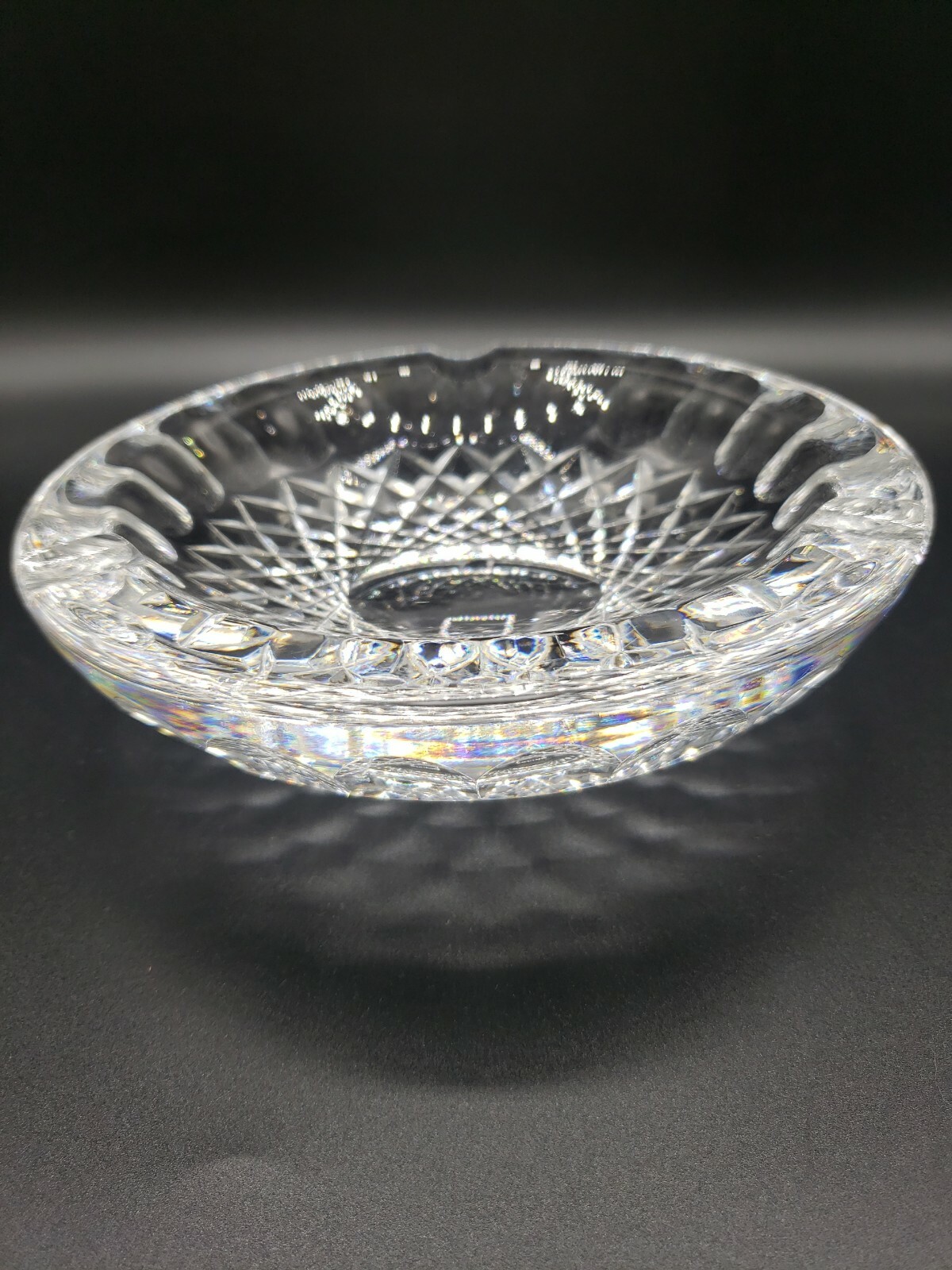 WATERFORD CRYSTAL ASHTRAY – COLLEEN Pattern – 7″ Signed Luxury Smoking Business