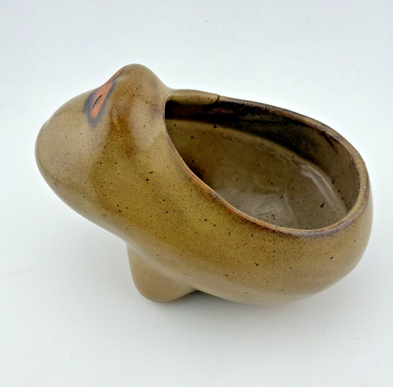 MCM Studio Pottery Toad Frog Planter Brown Speckled Animal Vintage