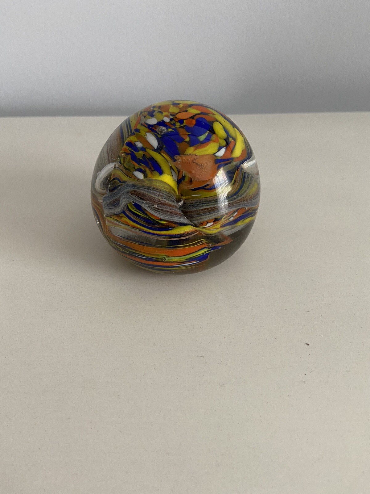 Vintage Murano Style Art Glass Hand Blown Paperweight Made in India Multicolor