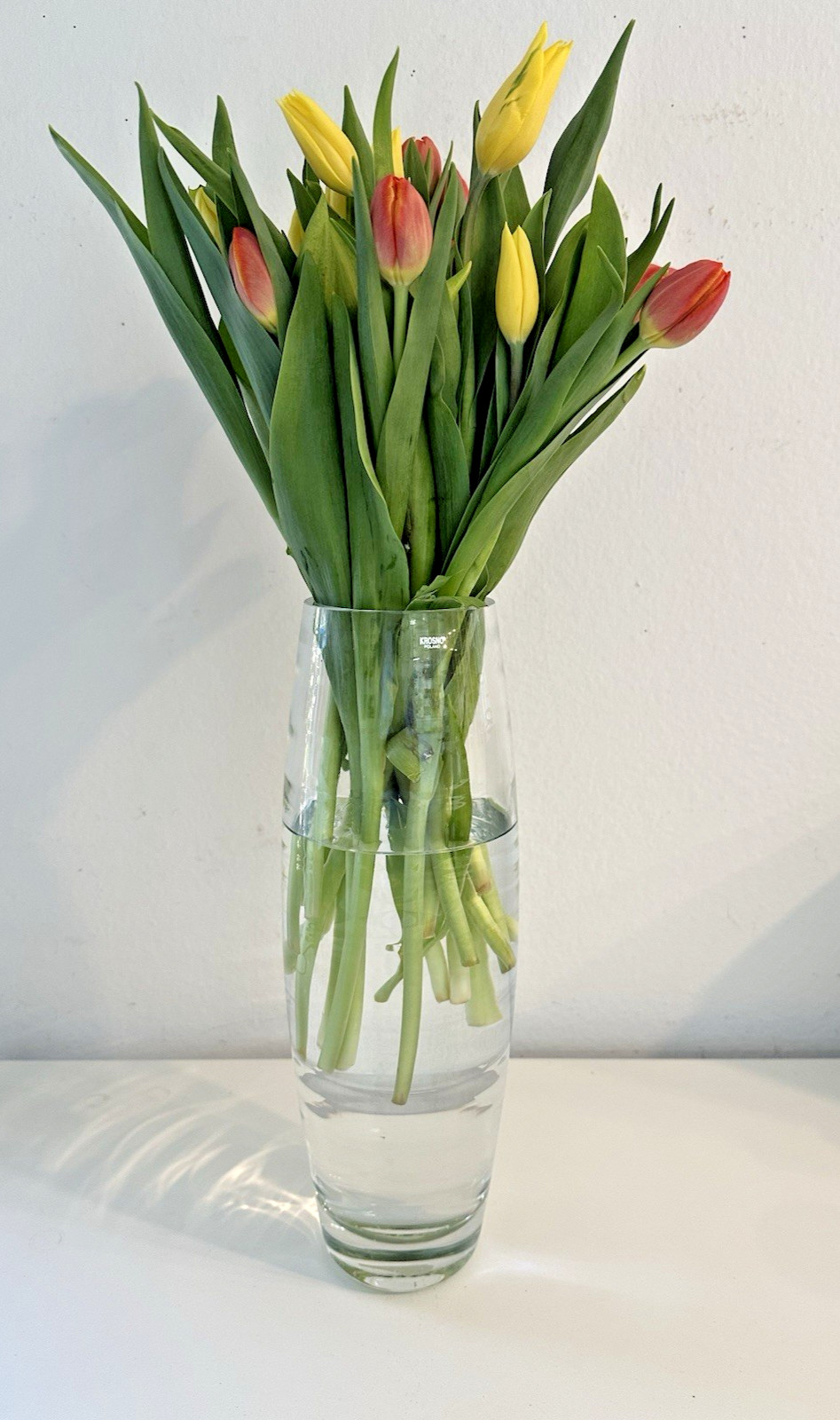 Krosno Poland Tall Segmented Glass Vase-Crate and Barrel, VERY GOOD