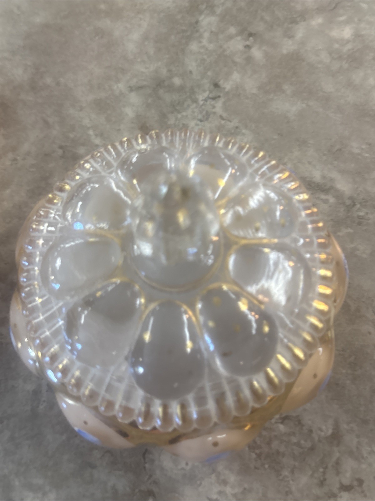 Vtg Fenton Charleton Blue Painted Pansy Vanity Perfume Bottle & Powder Trinket