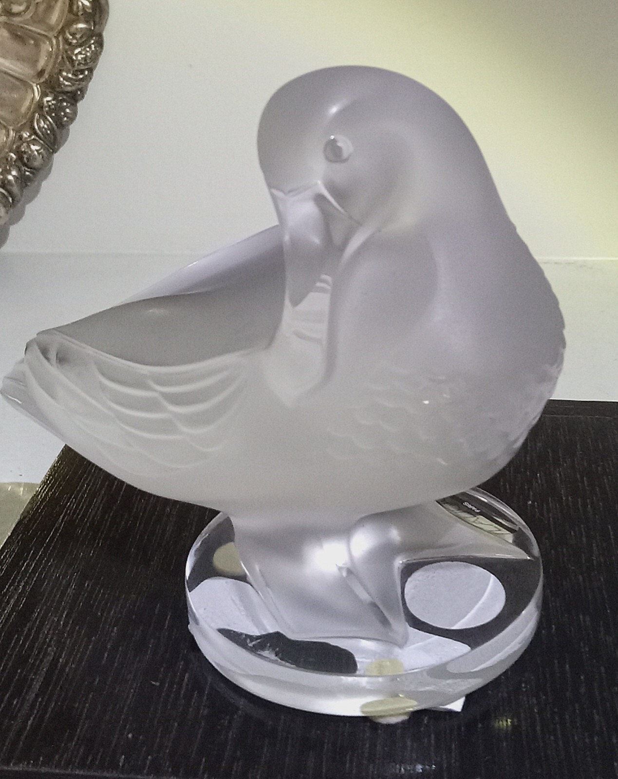 Lalique Frosted Crystal Signed Duck 4 3/8″ Tall 5 1/2″ Long, Heavy EUC