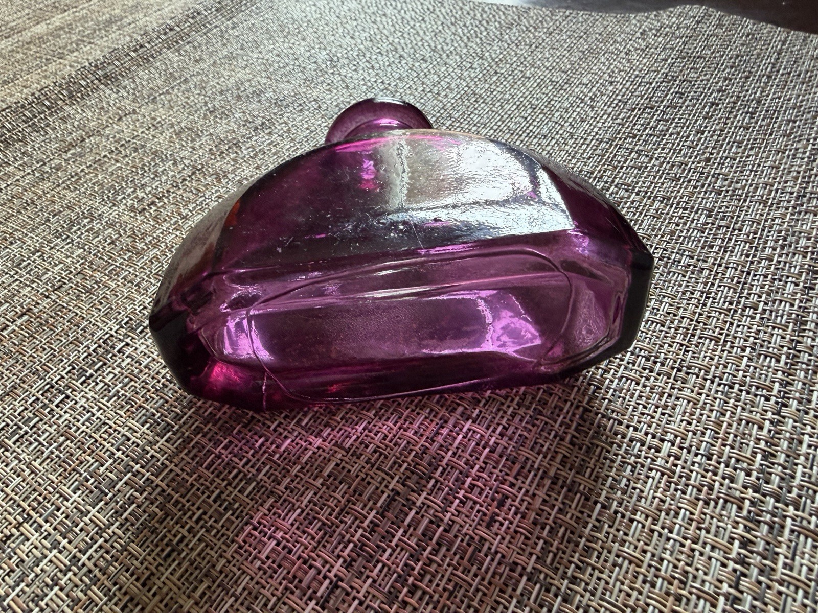 Vintage Purple Art Glass Mini Vase Bottle Decorative Collectible 4”