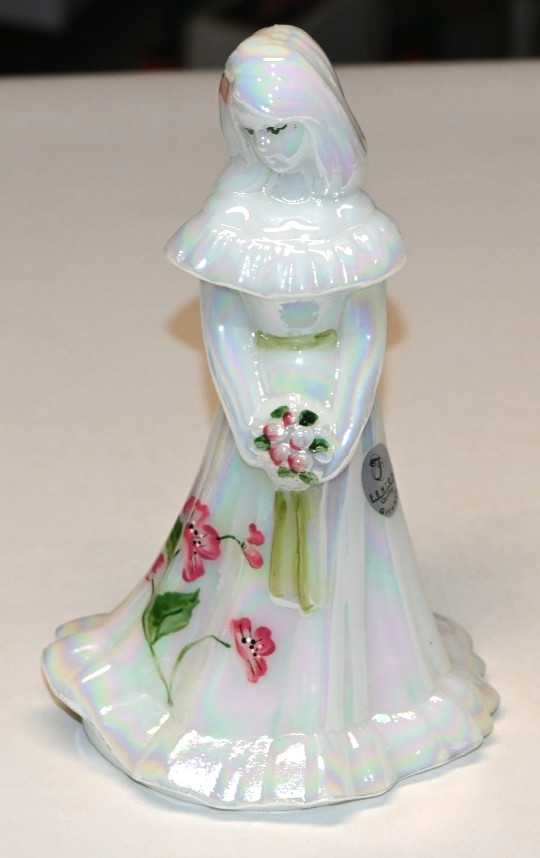 Fenton Art Glass Hand Painted Milk Glass Carnival Bridesmaid Doll Signed