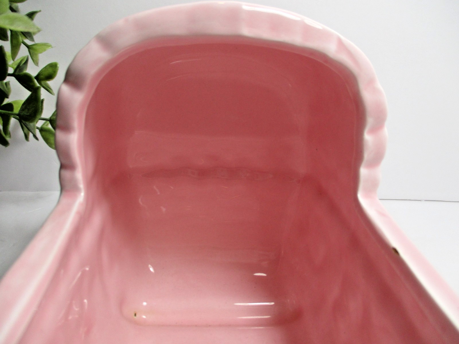 Ceramic Cradle Planter –Pink, ABC Motif ribbon Bow & Roses Vintage