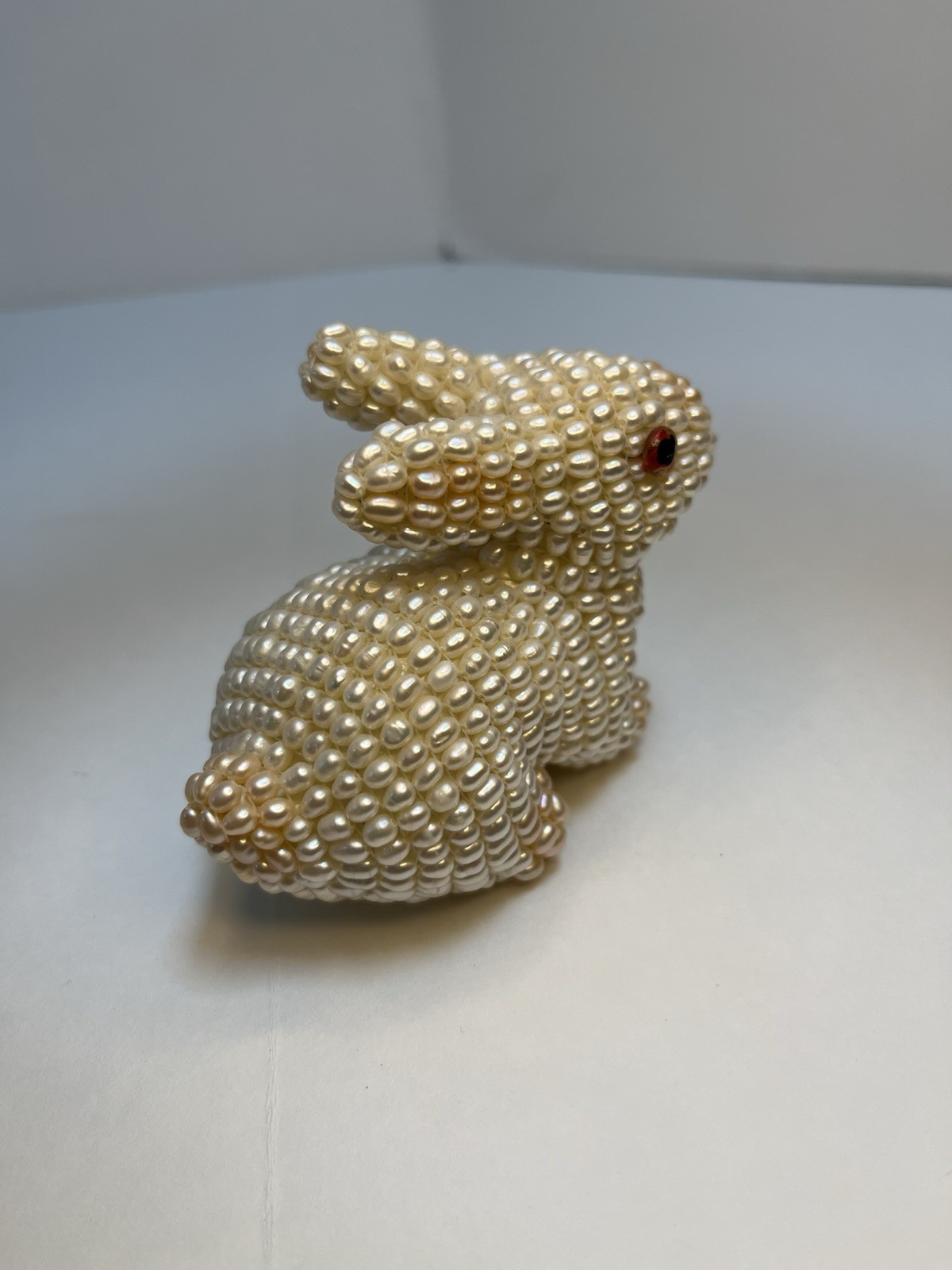 Rice Pearl Bunny Rabbit Figurine Off White 3.5” Collectible Decor
