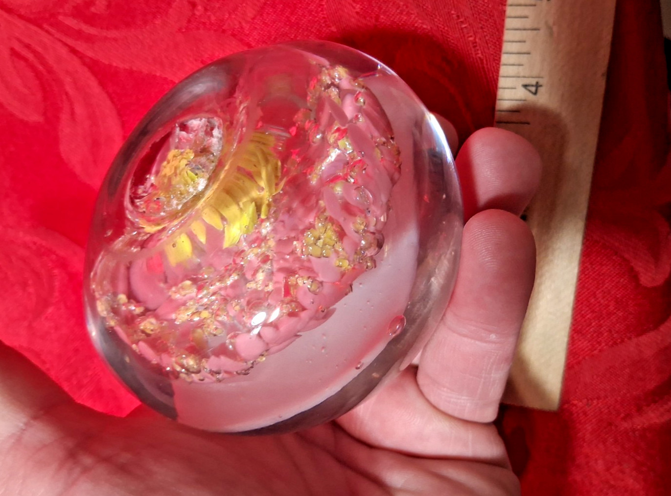Rare Antique 1870 Birth Paperweight Folk Art Blown Glass 1of a kind Big 4″ 2lb