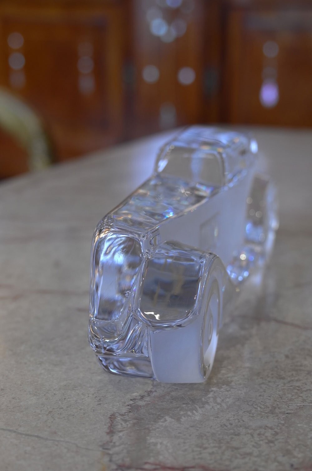 Daum Crystal Glass Classic Car Object 1970s Vintage W 10.6 x D 1.8 x H 2.7 in