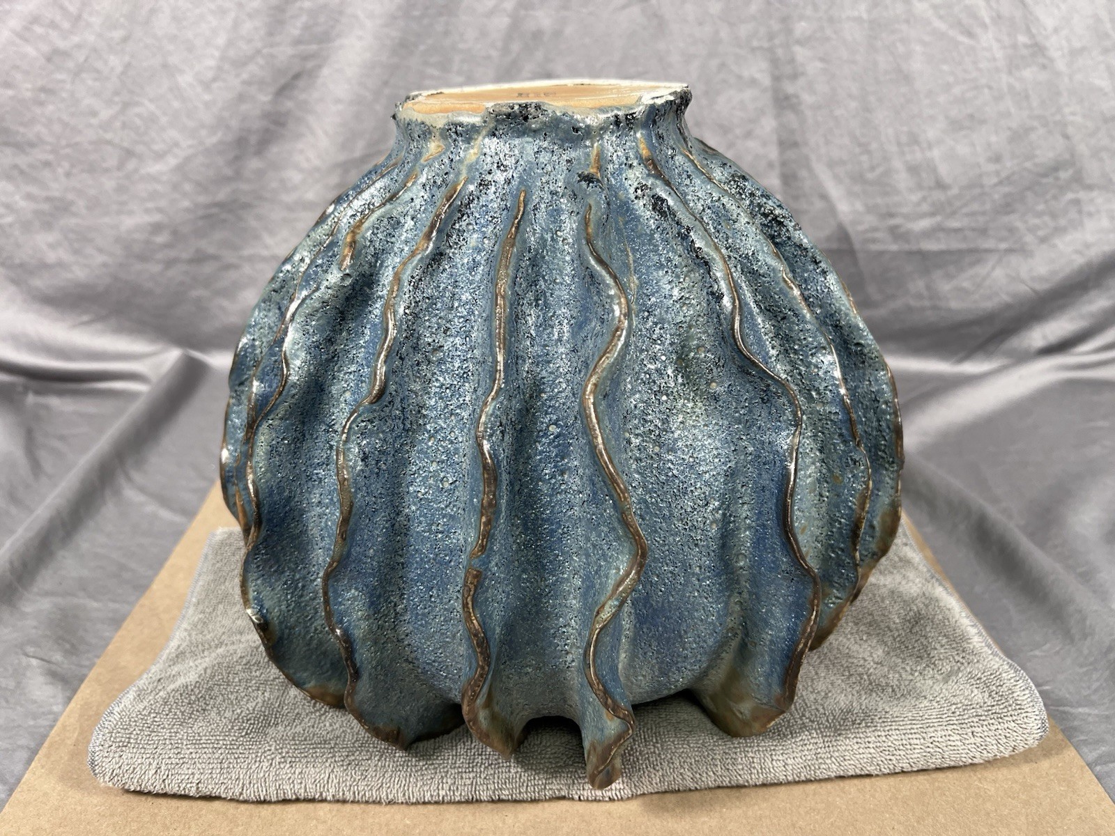 Des Pots Blue Glaze Vintage Netherlands Pottery Coral Style Planter Stonewear