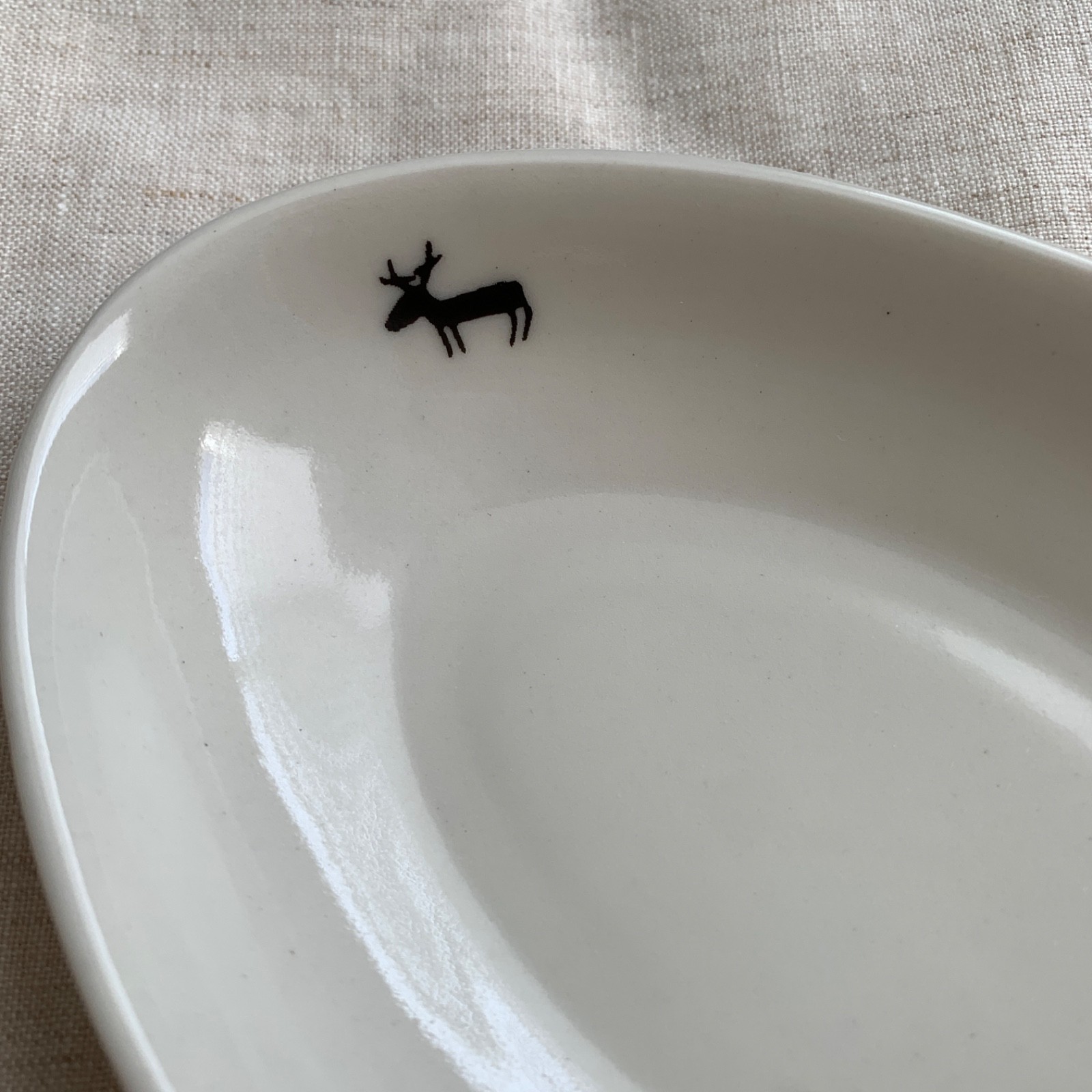 Sylvi Lindström Pottery Finland trinket dish Bowl reindeer Rare deer art handmad