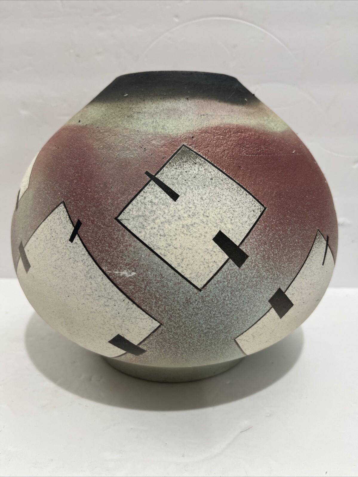Nicholas Bernard 1987 Raku Pottery Pot Vase Earthenware Southwestern Signed!
