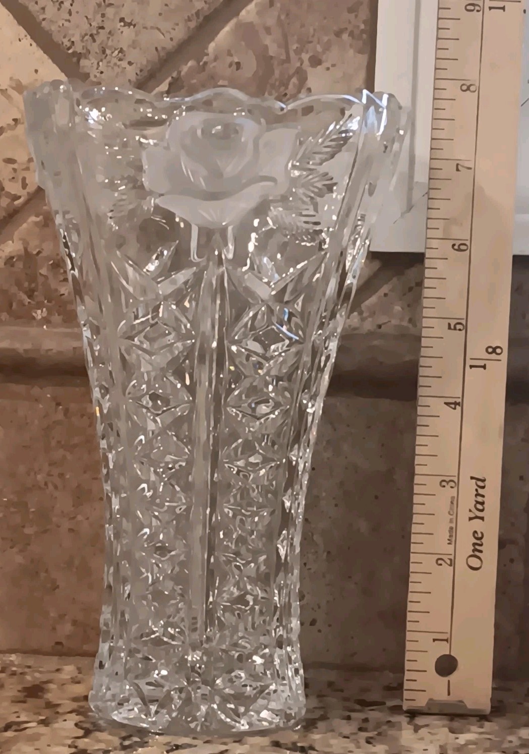 Vintage Anna Hutte Bleikristall Lead Crystal Vase made in Germany 7.5” Tall