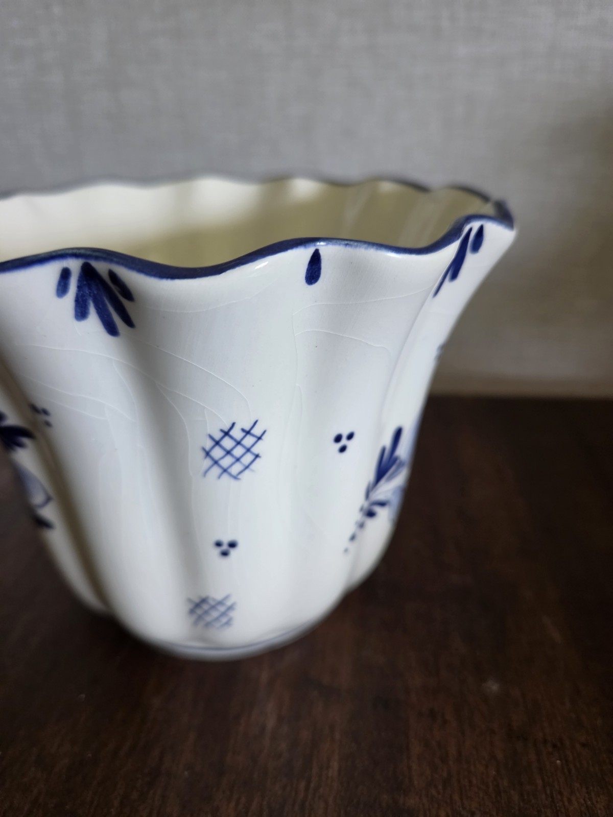 Delft Hand Painted Blue Floral Decor vase