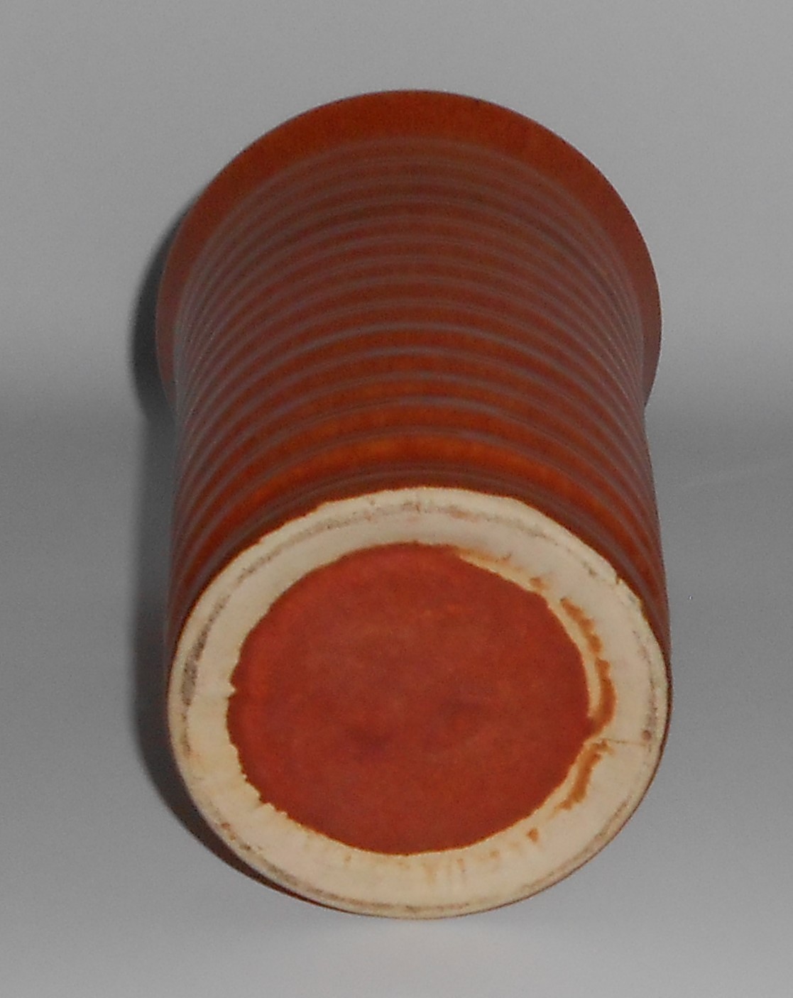 VINTAGE Bauer Pottery Ring Ware Red/Brown 6.25” Cylinder Vase