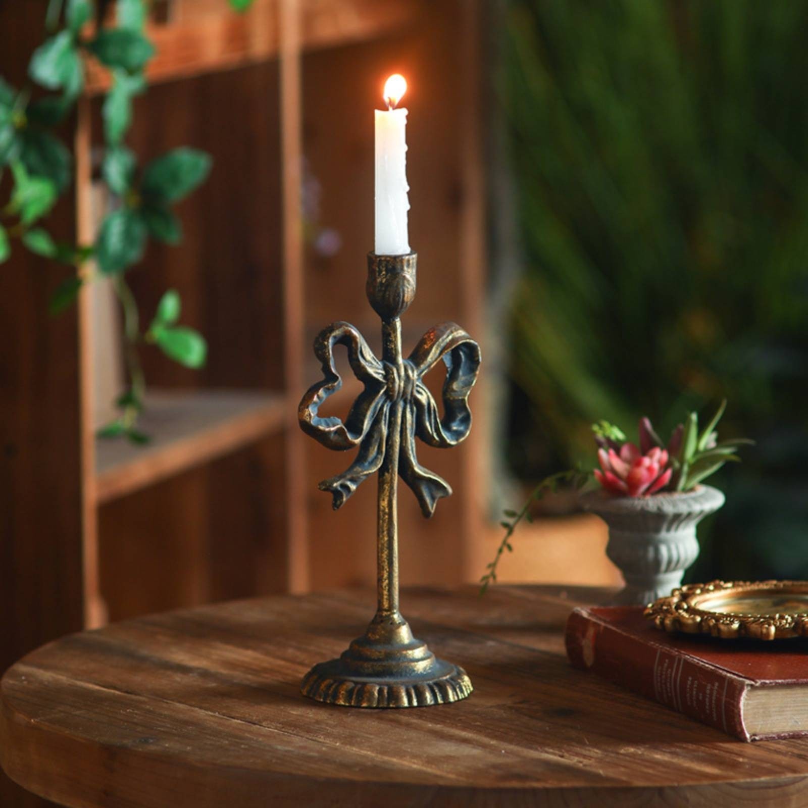Arch-Shaped Candle Holder Fluted Base Wrought Iron Candle Holder Tall Slender
