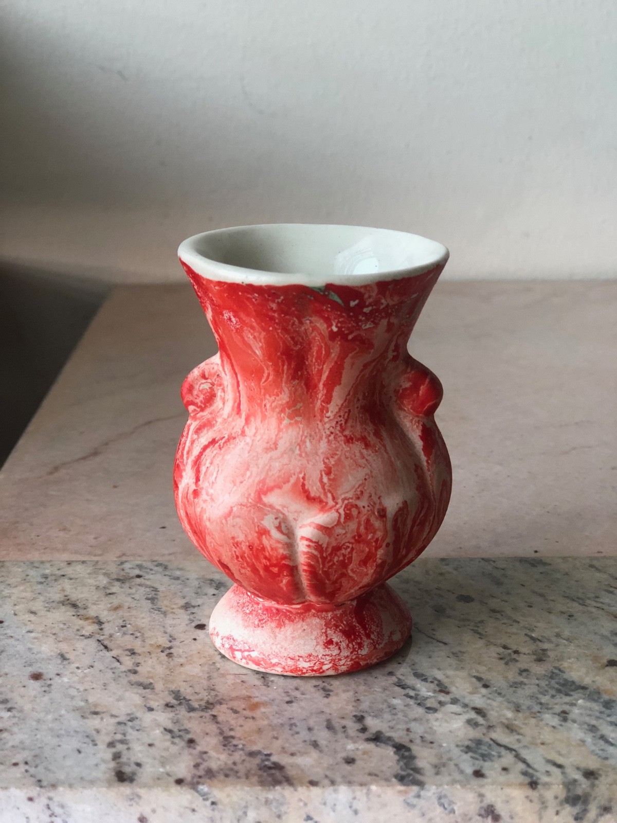 Morton Art Pottery Miniature Vase End of Day Vintage 1930s Scarlet Swirl Pattern
