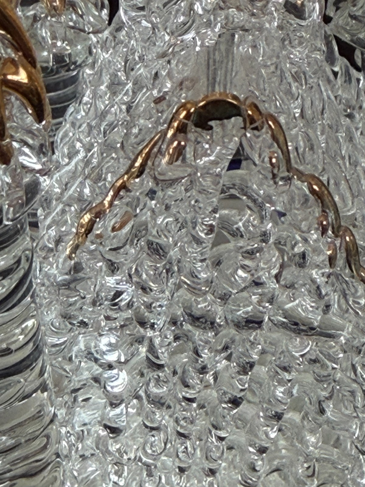 Hand Blown Spun Glass Castle, Gold Trim Music Box