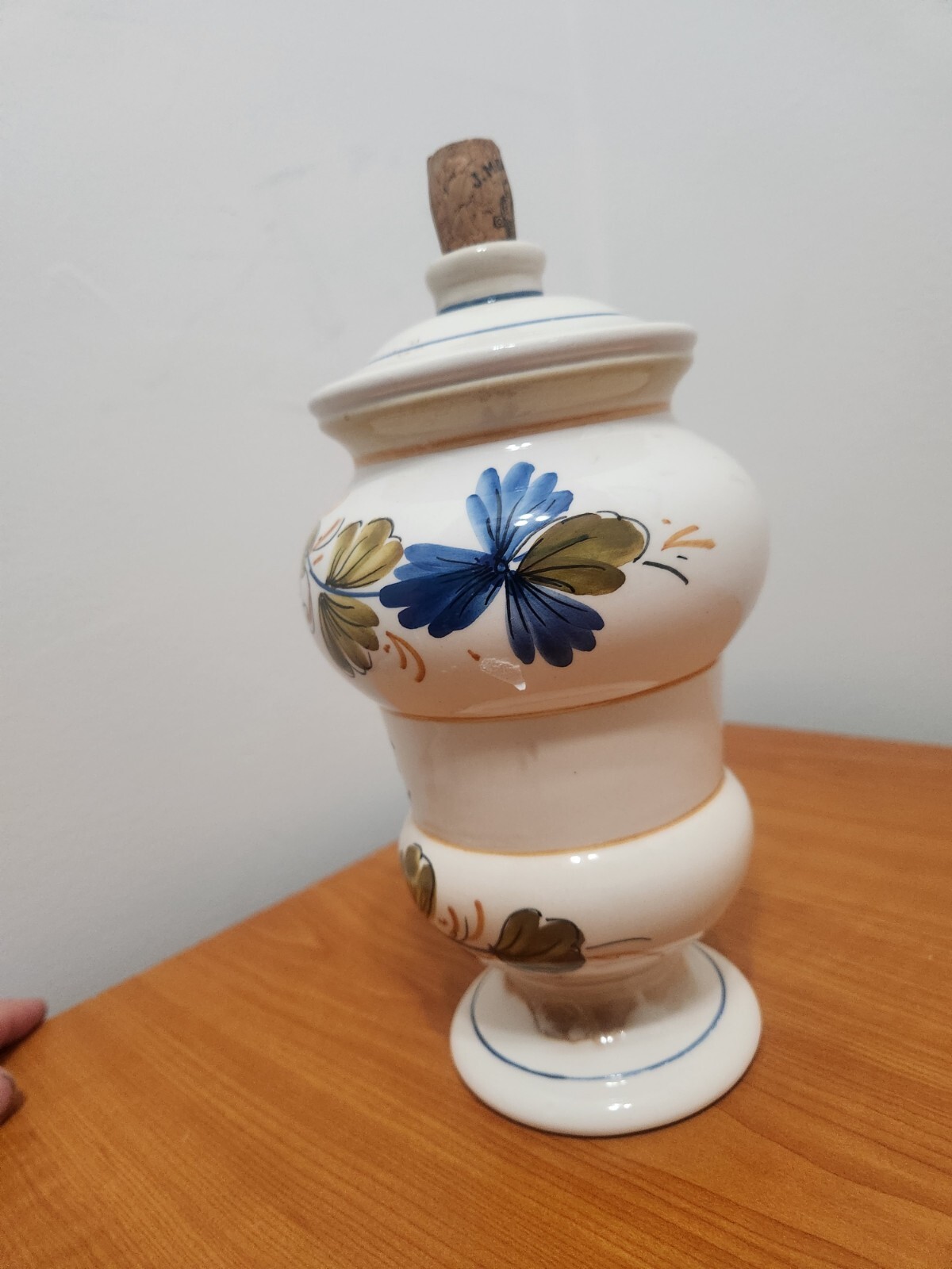 Vintage Italian Girolamo Luxardo Aloe Apothecary Jar~ Empty 9.5 Inches With Cork