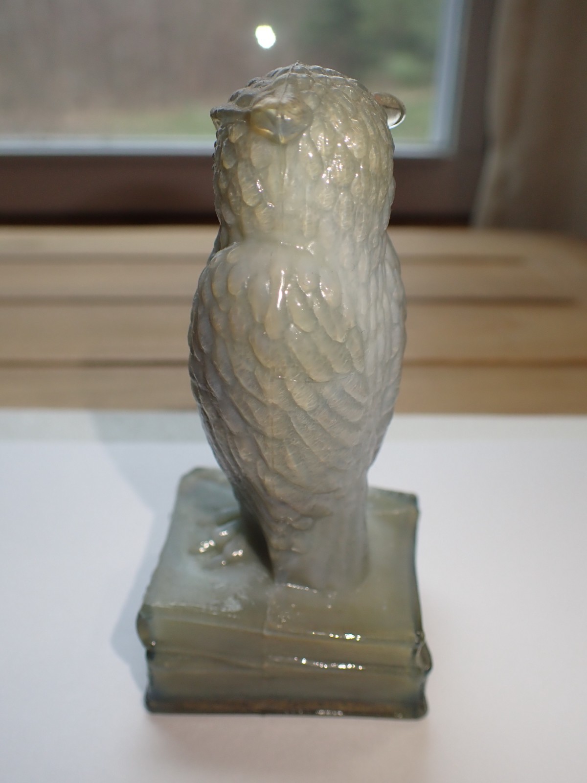 Degenhart Glass Owl Gray Olive Slag NICE