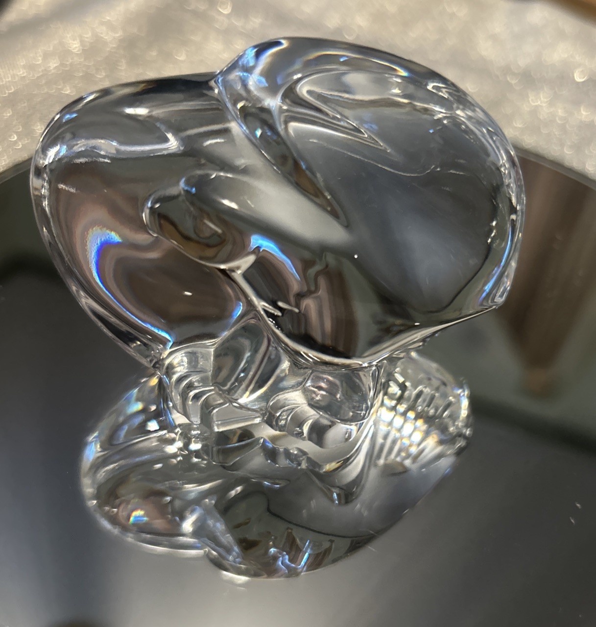 Vintage STEUBEN Signed Glass EAGLE Hand Cooler Rare Crystal Animal Paperweight