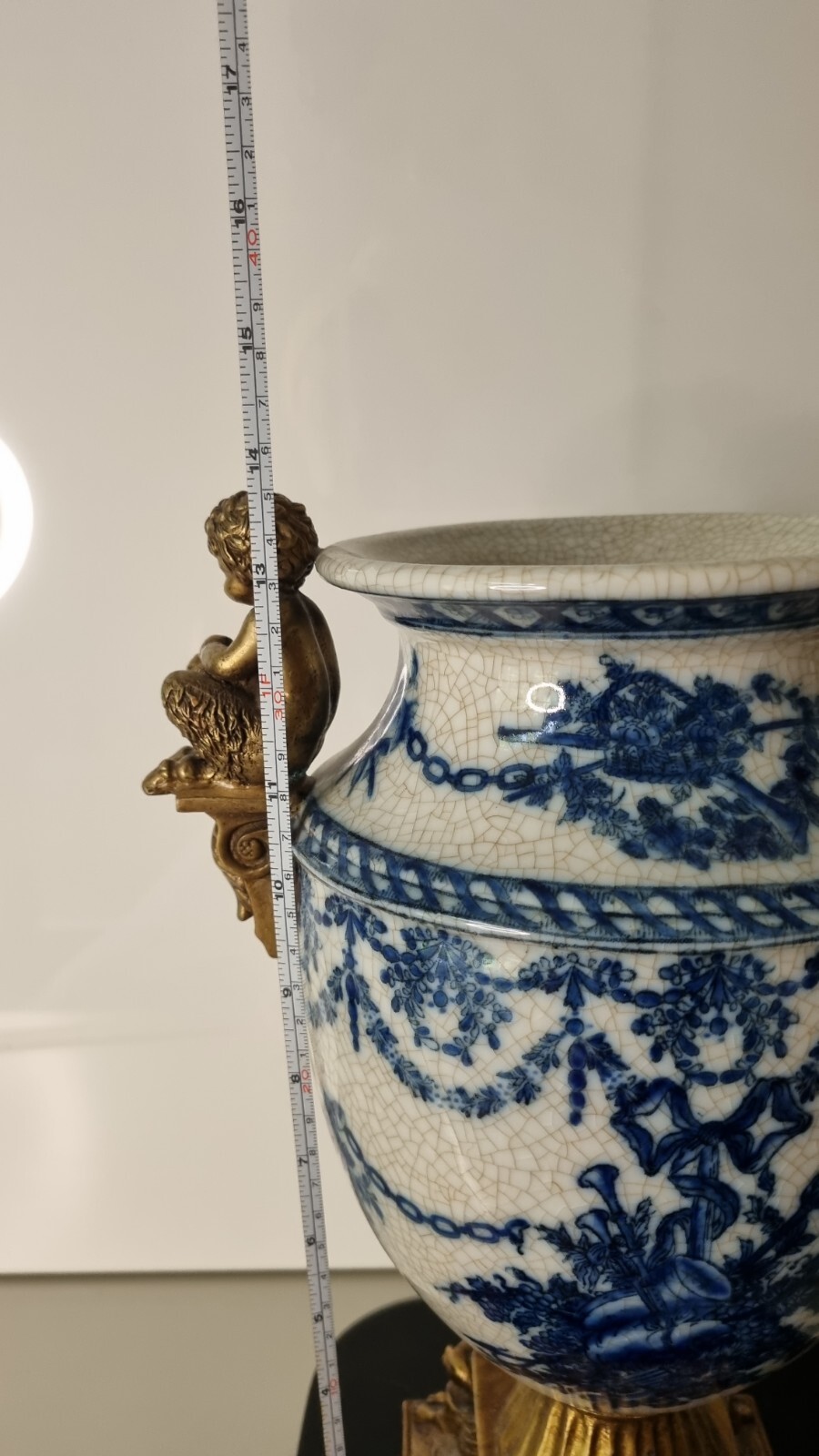 Wilson Porcelain. Gilt Mantel Vase Bronze Satyr.