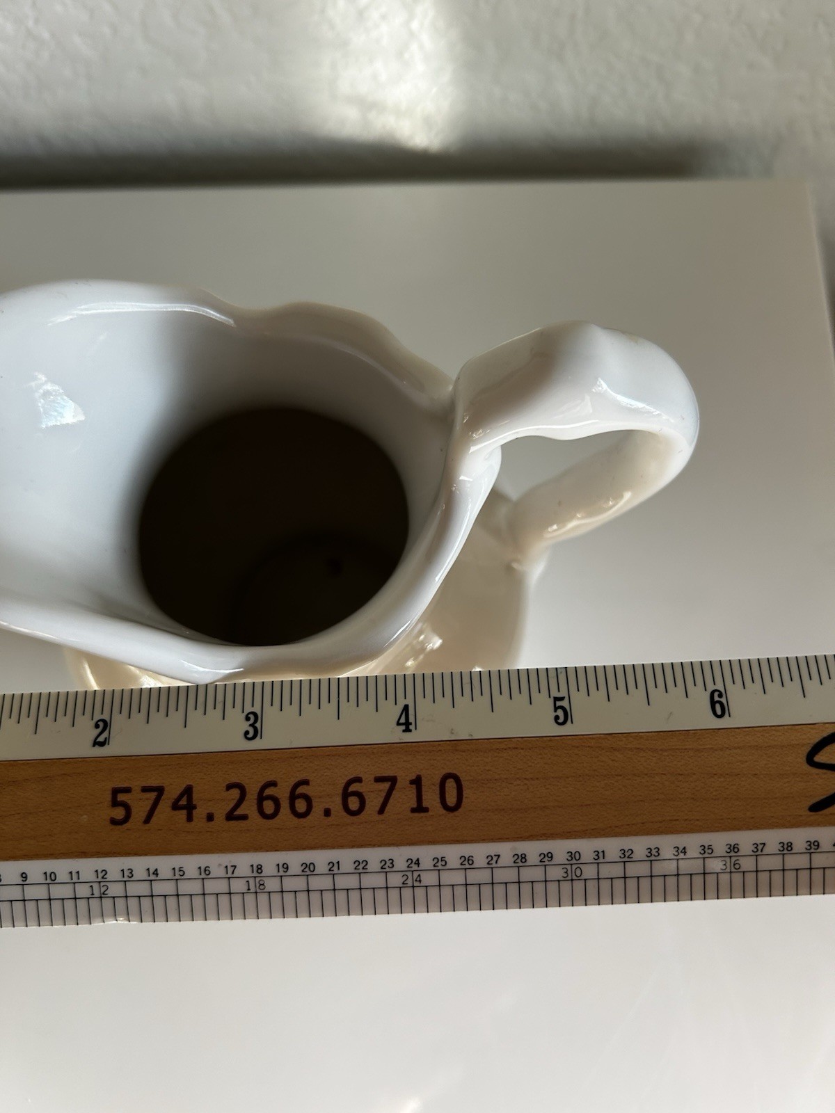 Vintage White Pottery Pitcher Vase Mold 907 American Pottery 5.75” Tall