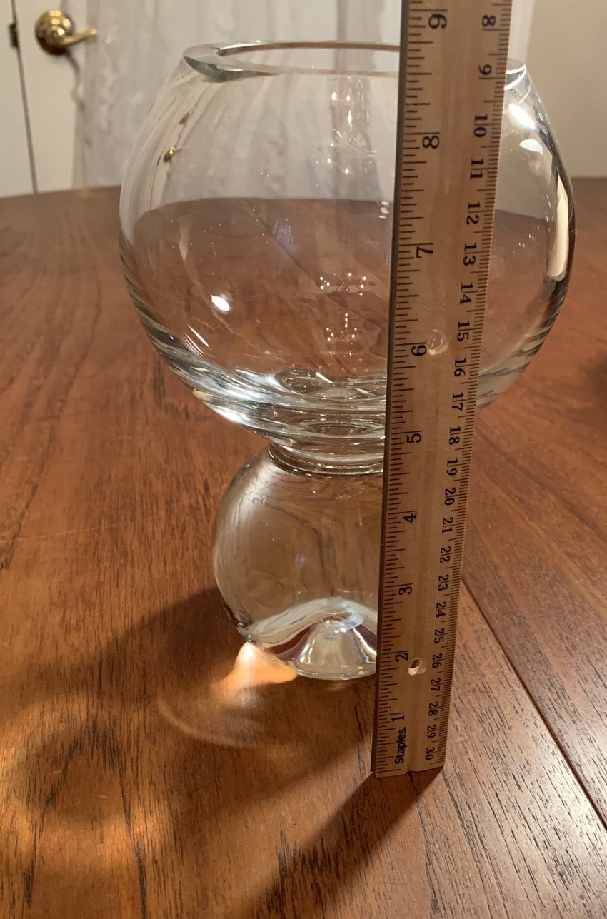 SALE STUDIO NOVA POLAND MIDCENTURY MODERN GLASS DOUBLE ORB BALL VASE VERY HEAVY