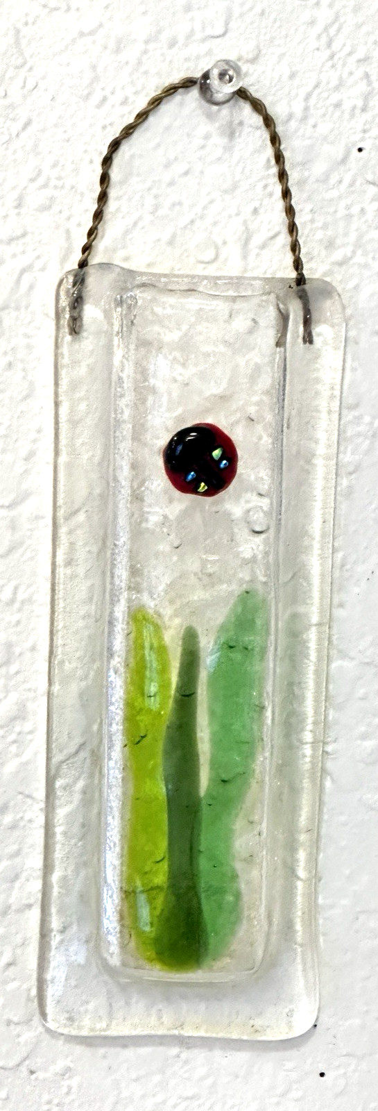 Latta’s Fused Art Glass Wall Hanging Bud Vase Ladybug 🐞 Newport, Oregon