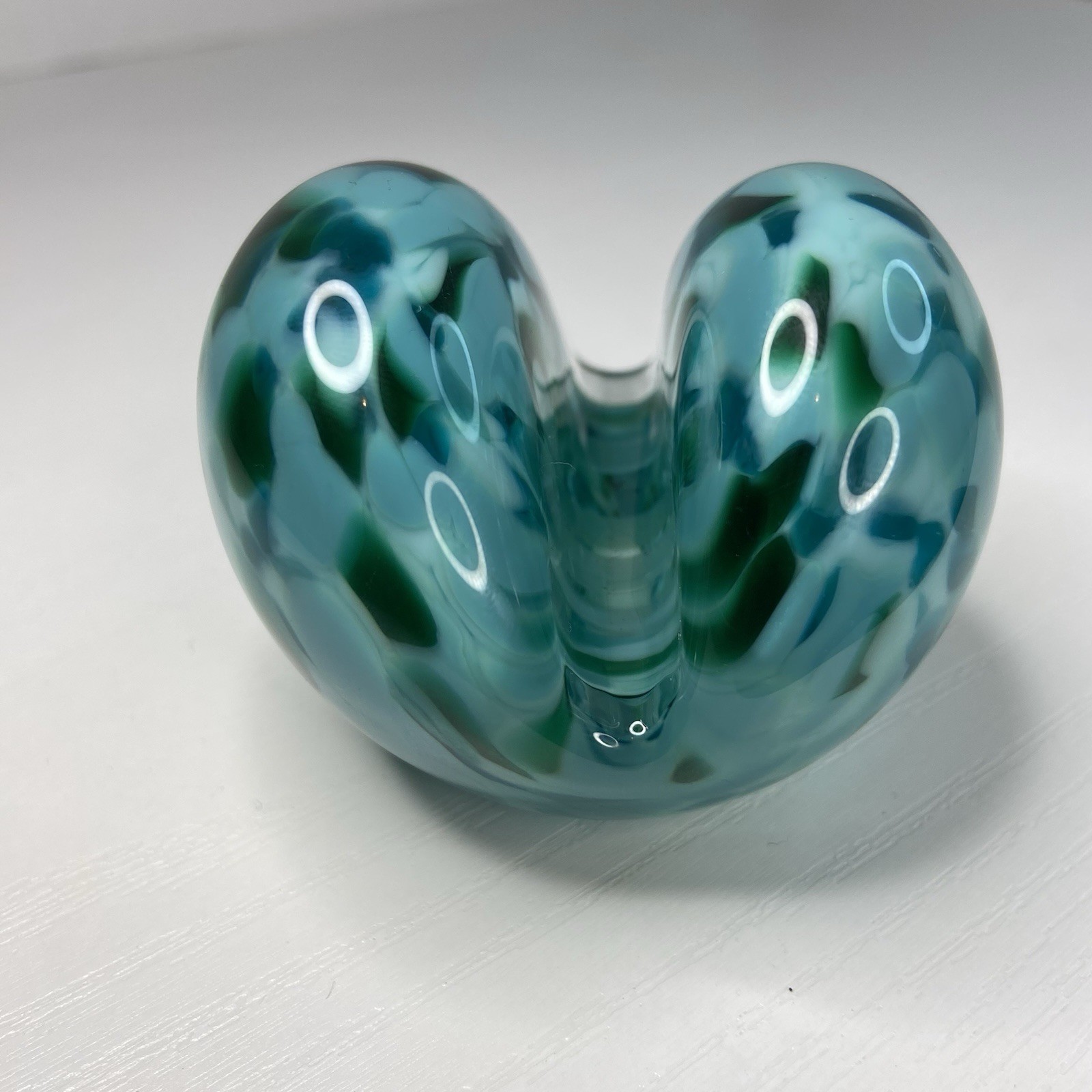 Glass Eye Studio Murano Style Bussines Card Holder Paperweight Blue Green Glass