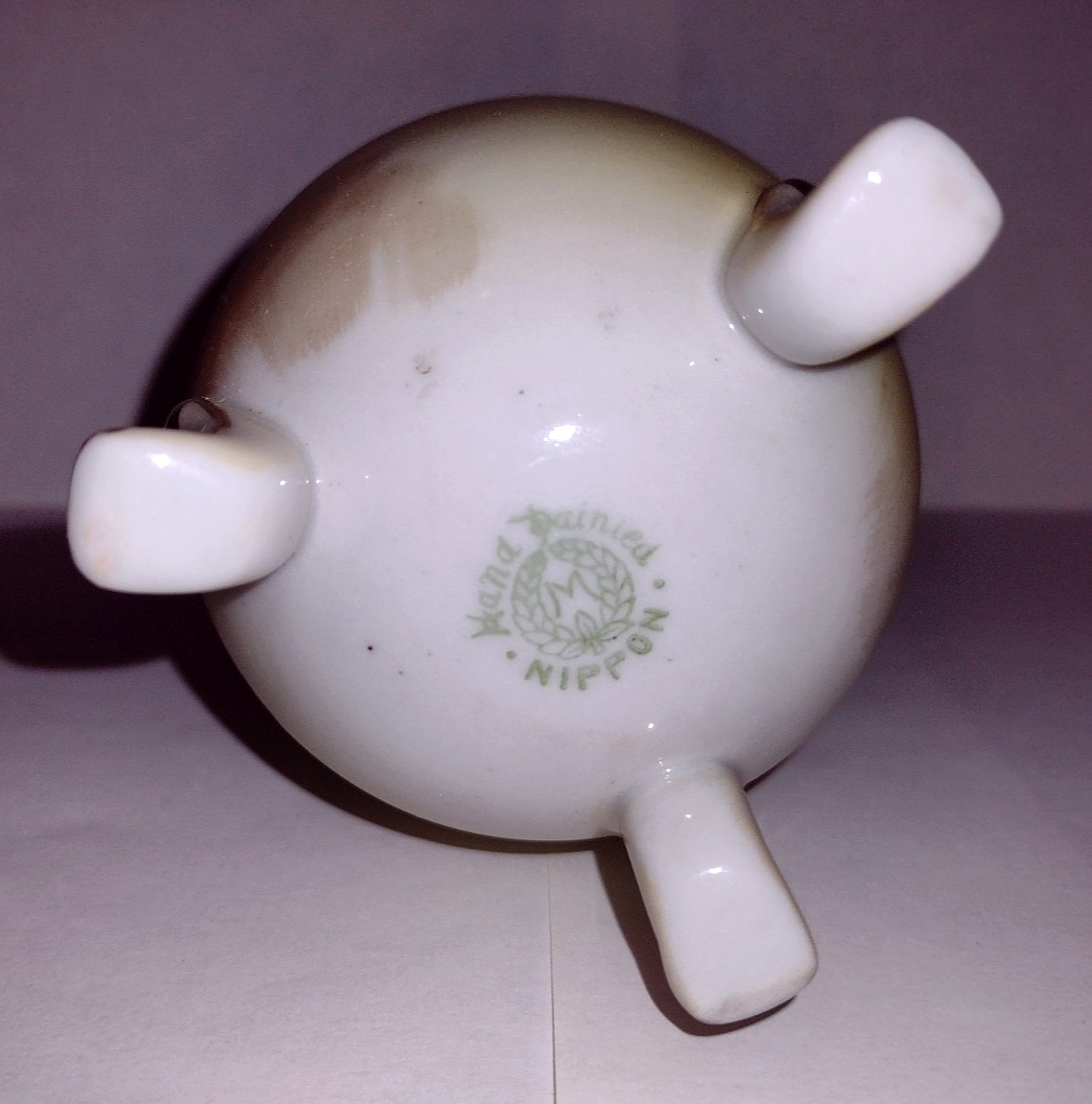 Nippon Hand Painted Double Handle Vase Cottage Cabin Footed Scene
