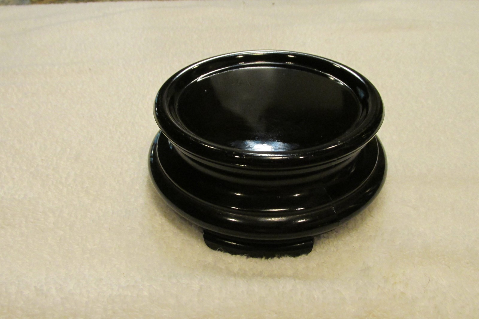 Vintage Cambridge Black Amathyst Glass 3 Foot Round Vase Bowl Display Stand VGC