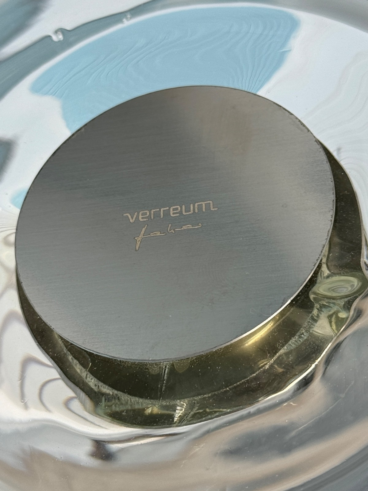 VERREUM Czech Modern Art Silvered Glass Bowl New in Box