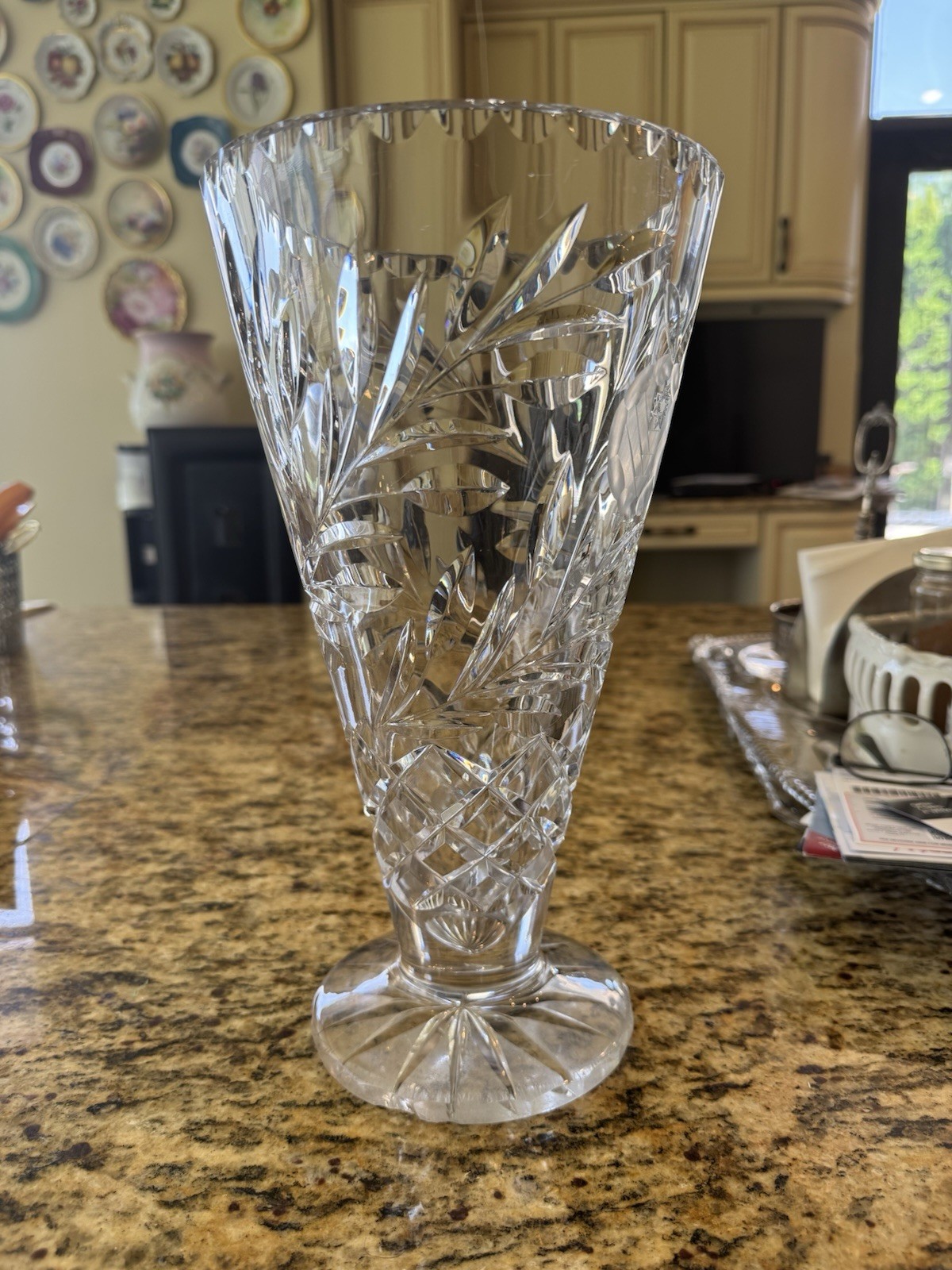 Waterford LISMORE 12” Large Cut Crystal Footed Flared Flower Vase