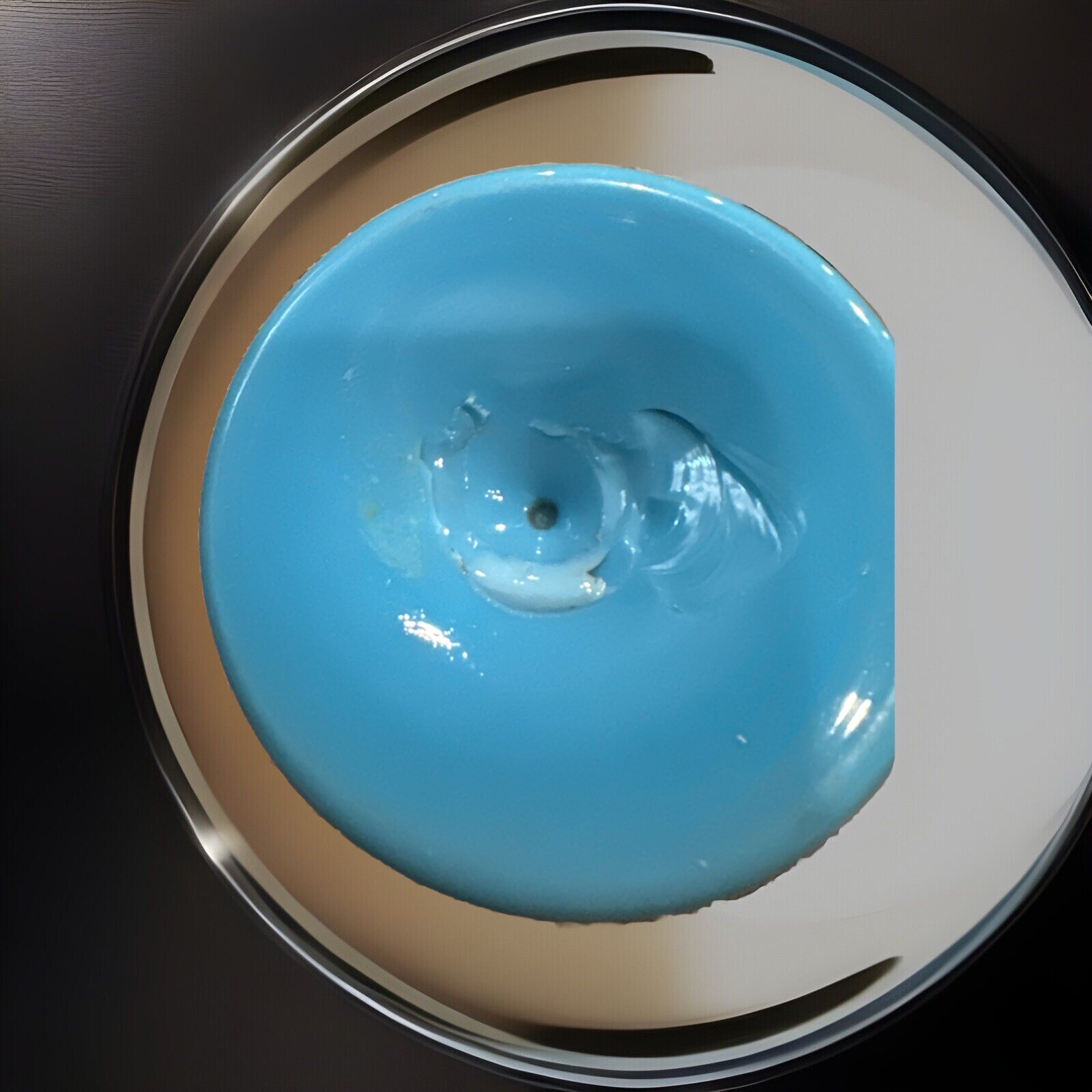 Vtg Hand Blown Robins Egg Blue Bristol Glass Vase Hand Painted Floral 9.75 In