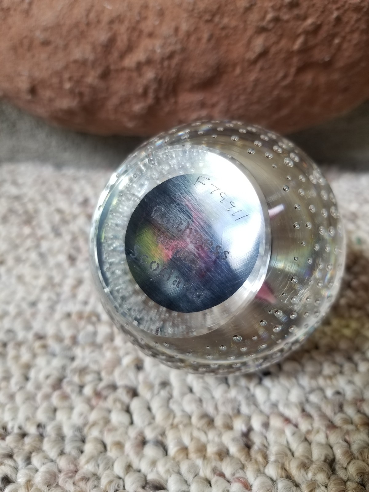 Scotland Caithness Glass Paperweight PETALS Flower in the the Rain Pink Signed