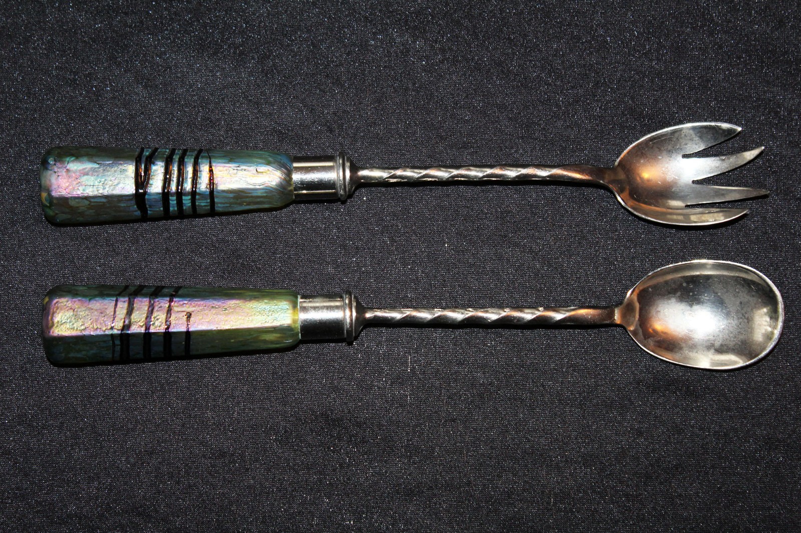 Beautiful Salad Serving Set, Pallme und König, Glass Vienna, Art Nouveau