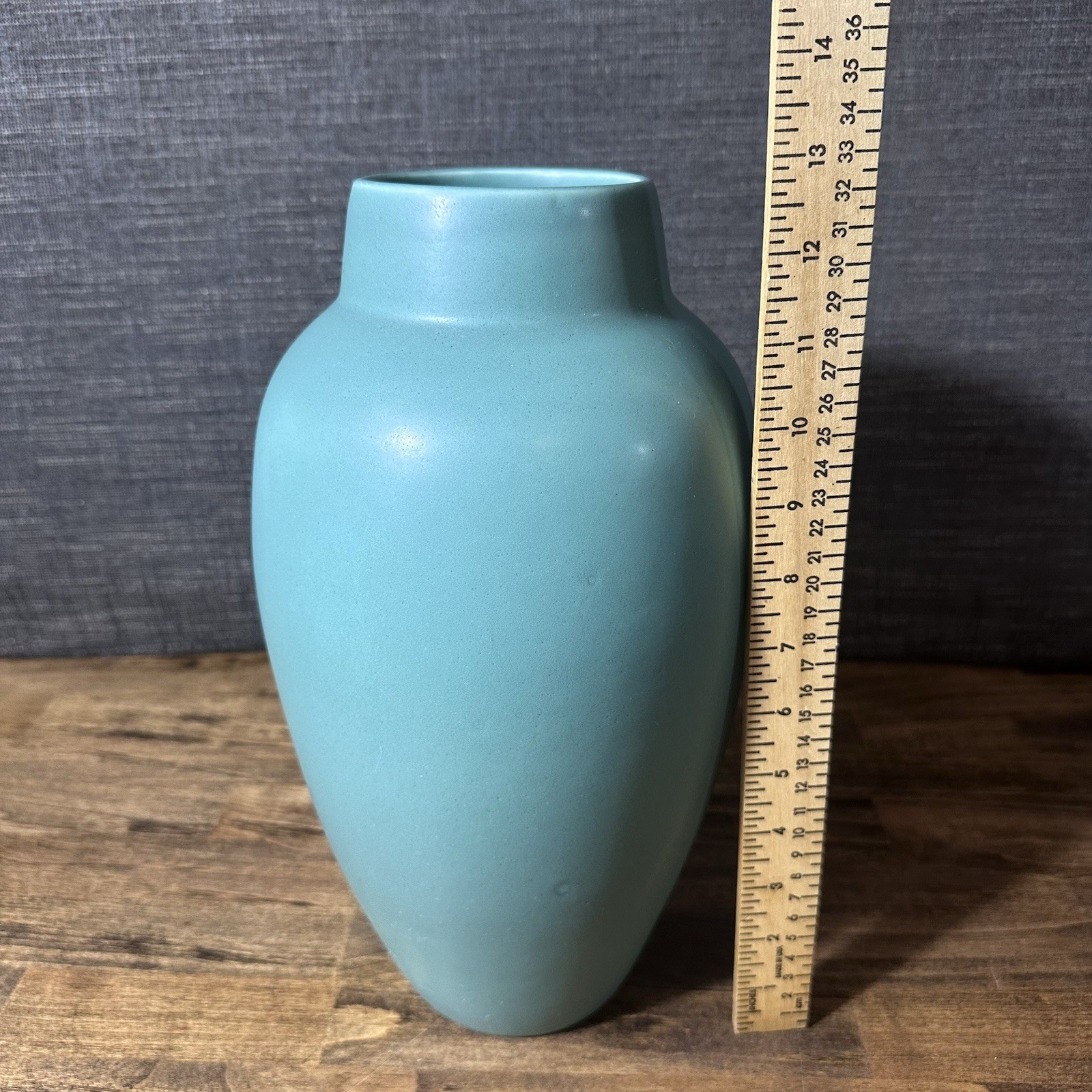 Vintage 12 1/2” Bella Vase Handmade Venice California Cool Jade Green