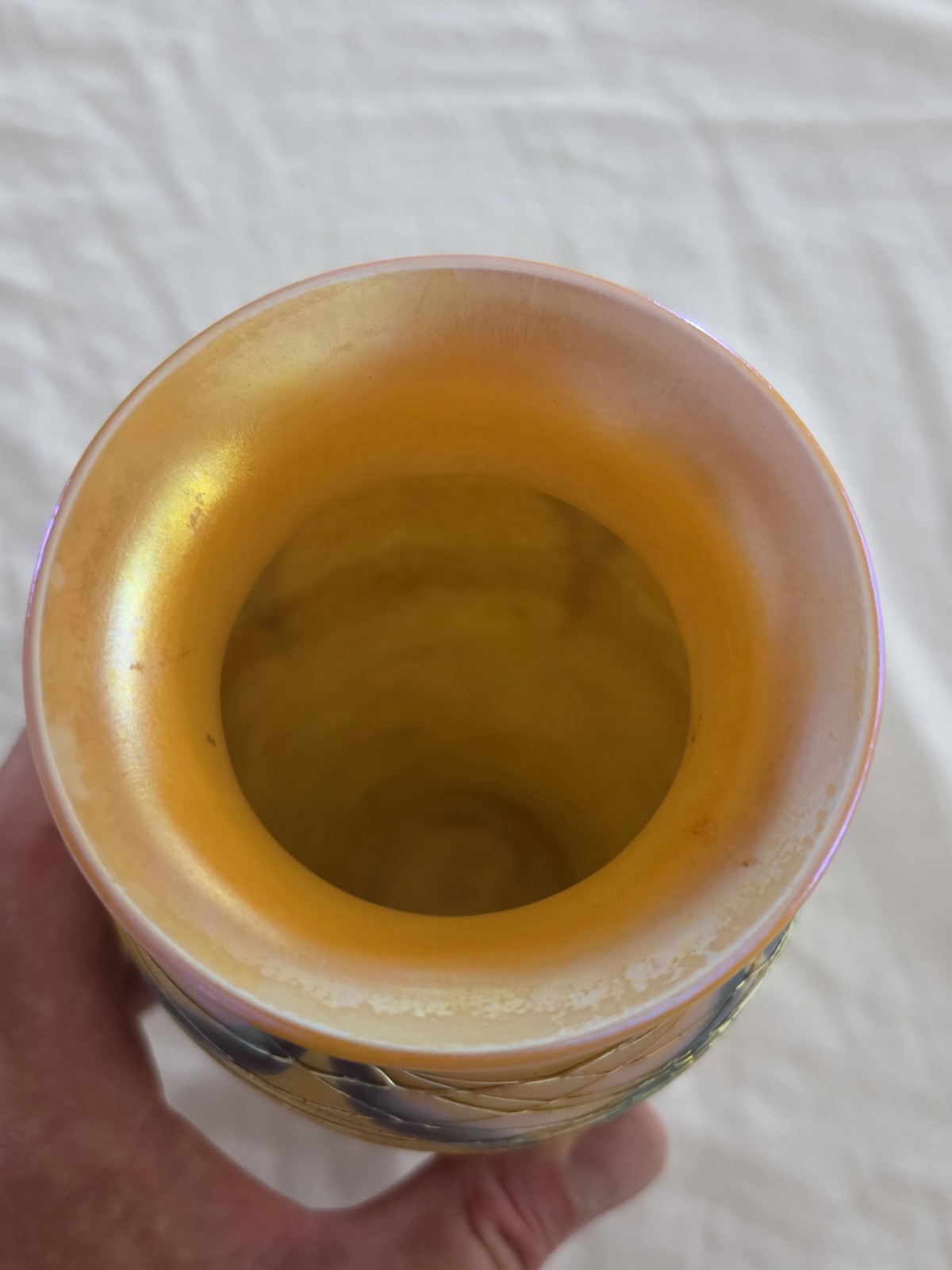🦚✨ Antique Durand Pulled Feather Art Glass Vase Iridescent Beauty ✨🦚