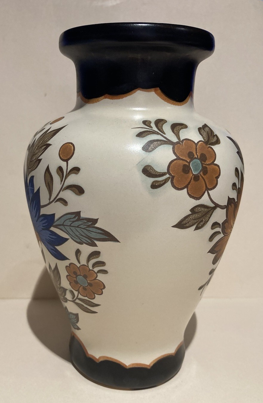 Vintage Flora Gouda Plateel Holland Handwerk Vase #431 Dutch Ex Cond