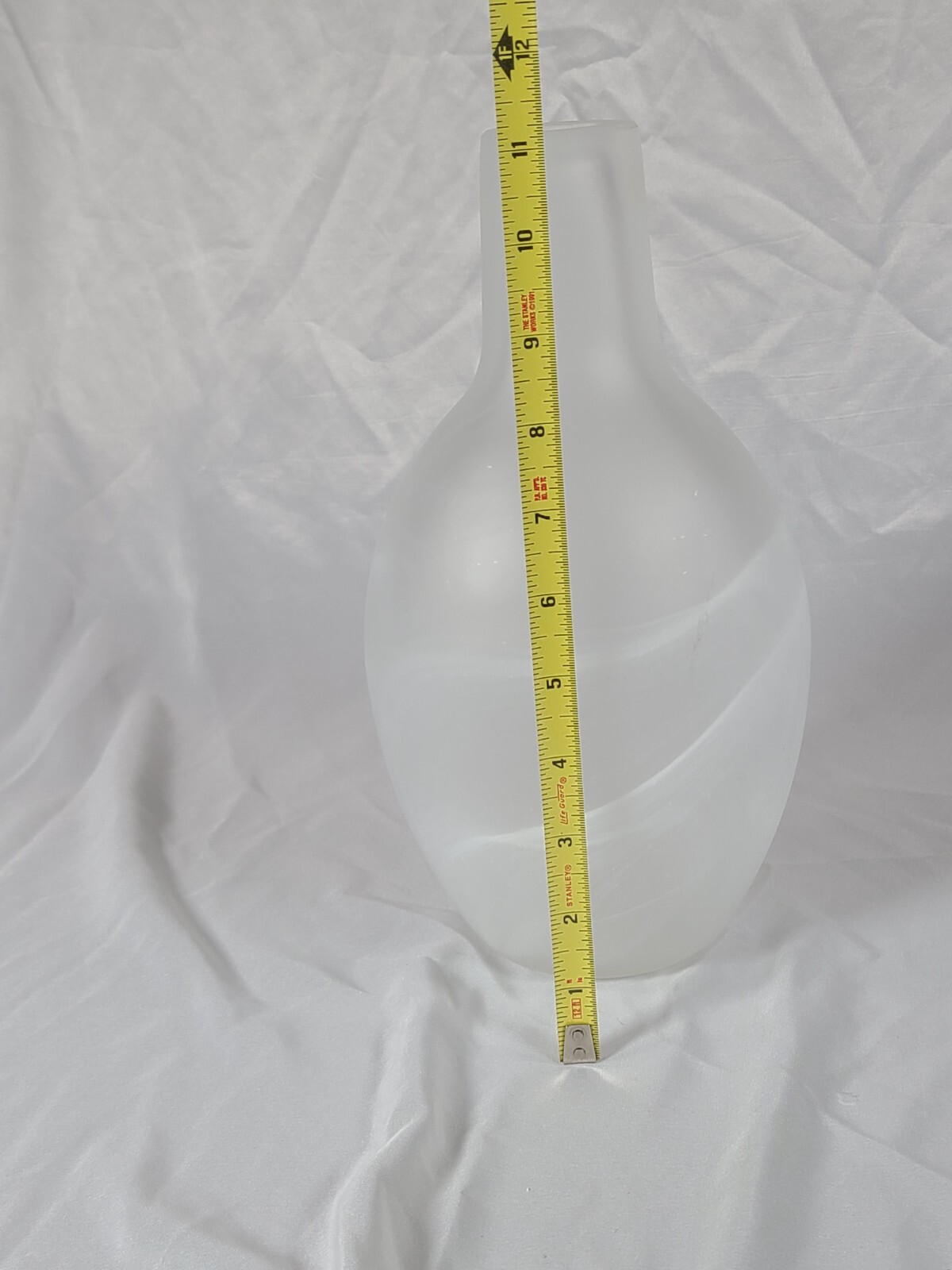 Elegant 11-inch tall frosted glass vase, made in Italy