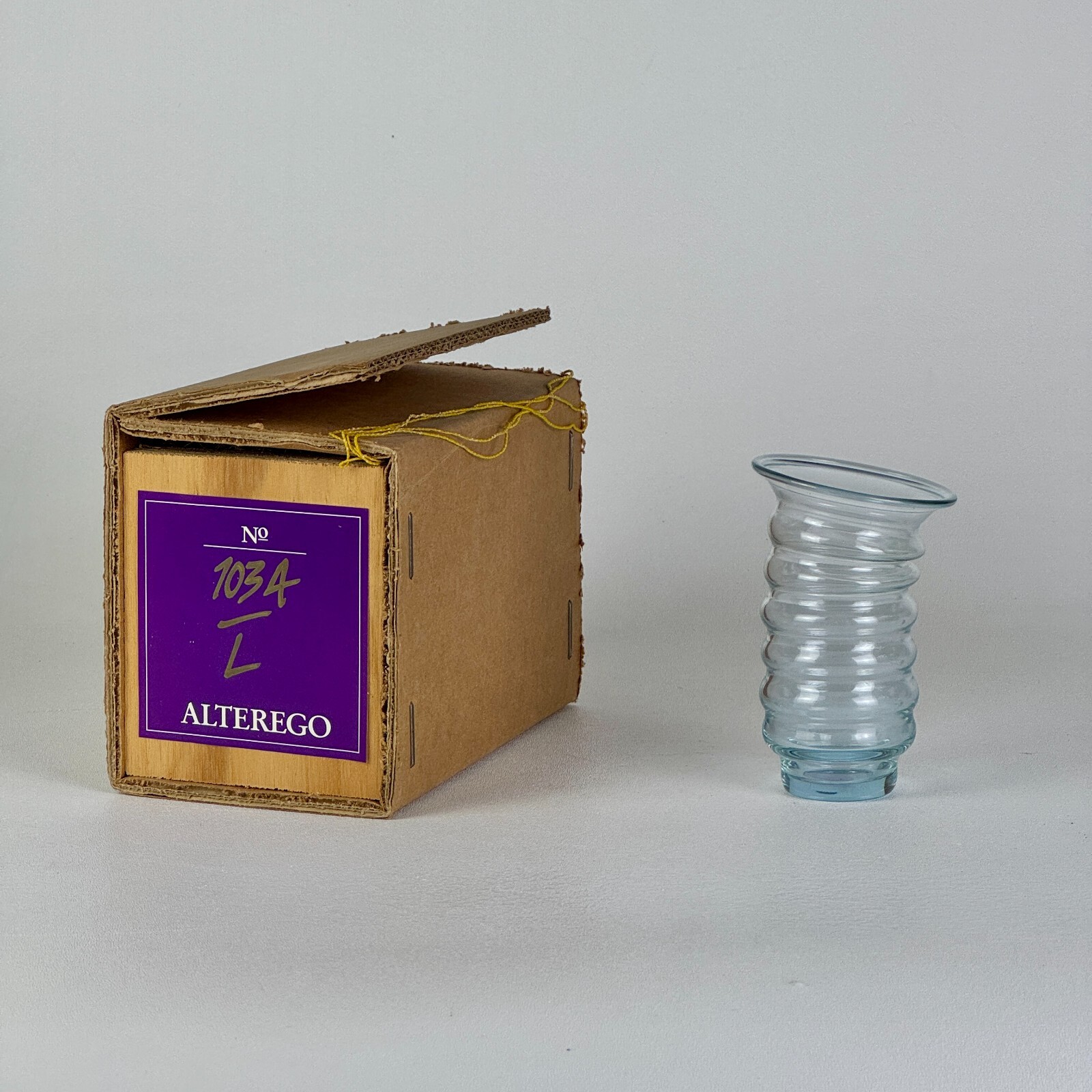 Vintage Italian Curved Art Glass Vase by Ajeto Bohemia For Alterego Italy, 1990s