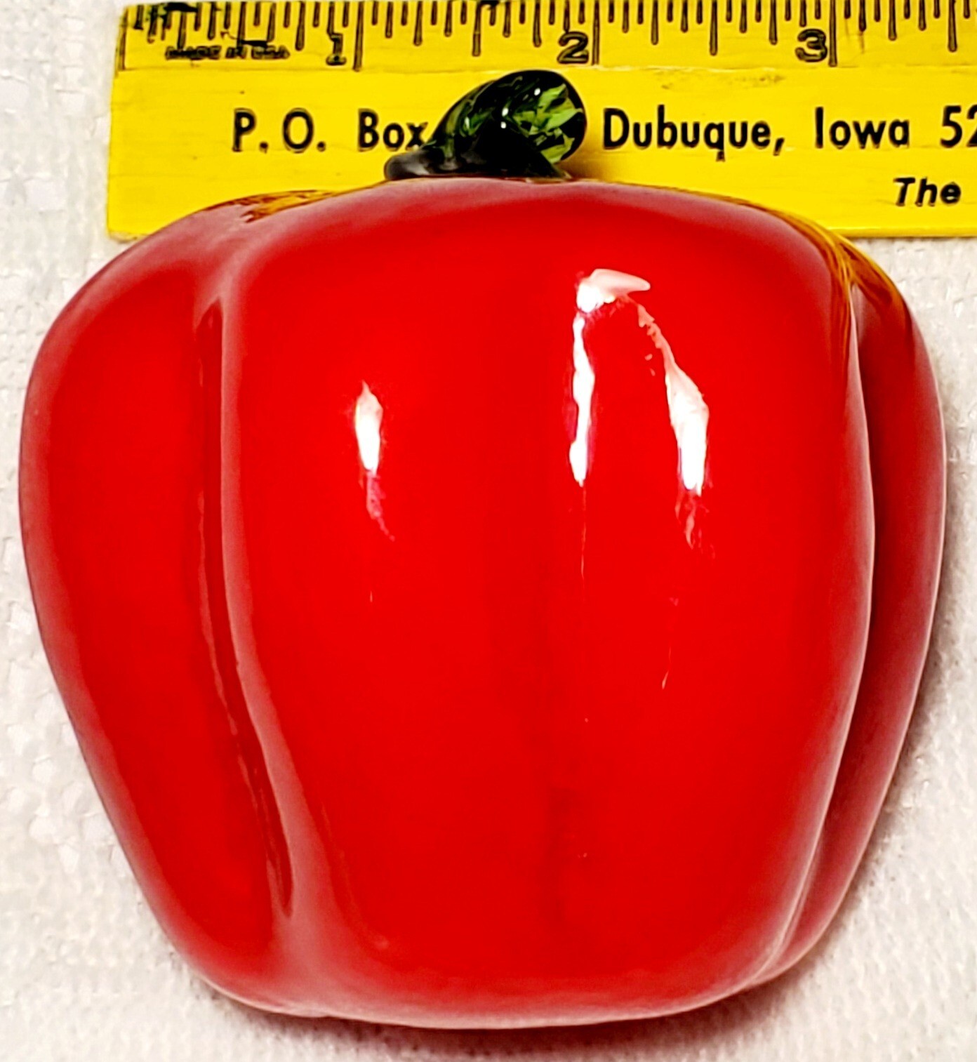 4″ Red Bell Pepper Murano Style Art Glass Hand Blown Fruit Decor Vegetable Vtg