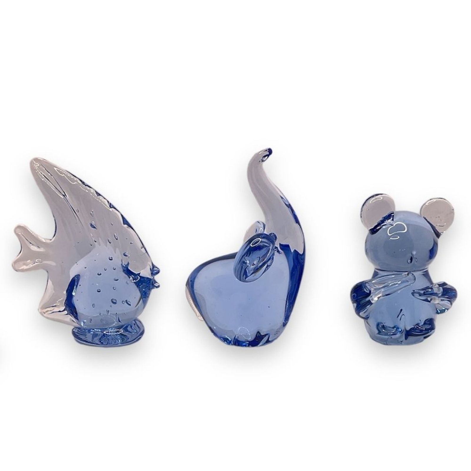 U.S. Commemorative Fine Art Gallery Blue Glass Animal Paperweights(Set of 6)