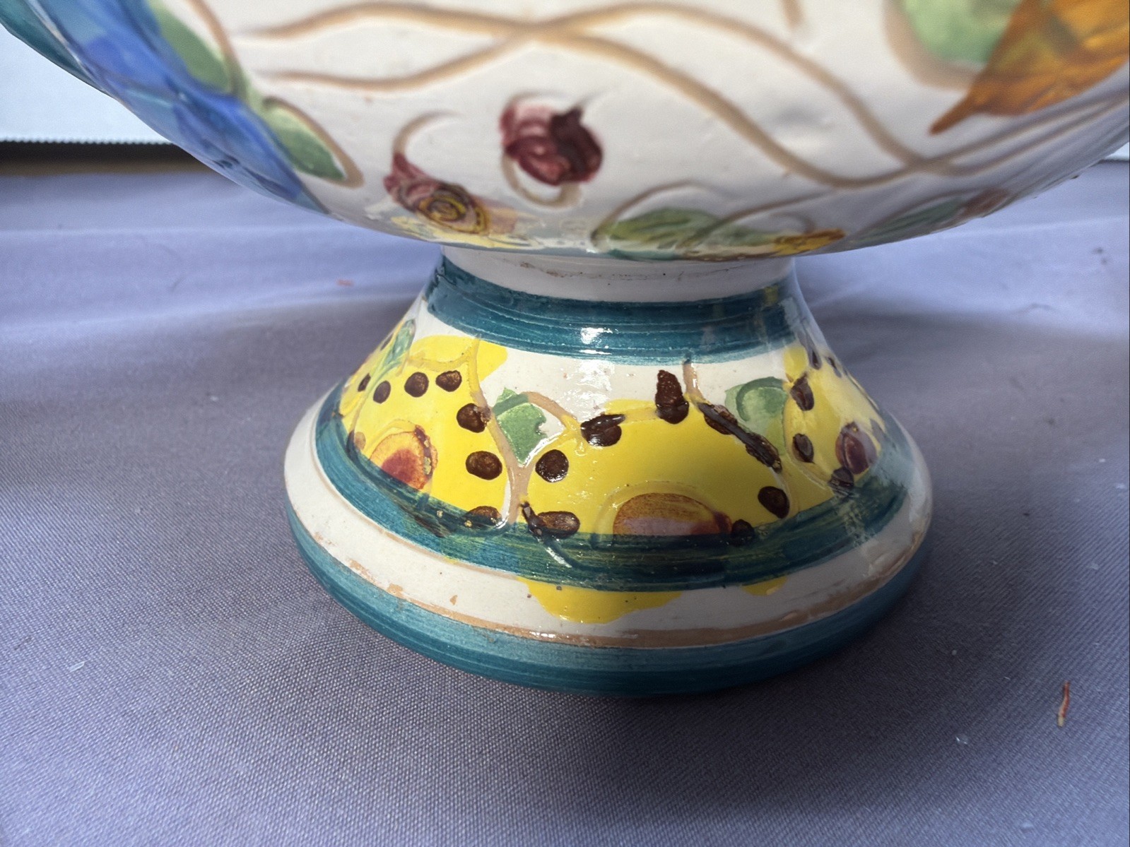 Vintage Aladdin Lamp Candle Holder Handpainted Italy Pottery Set Of 2