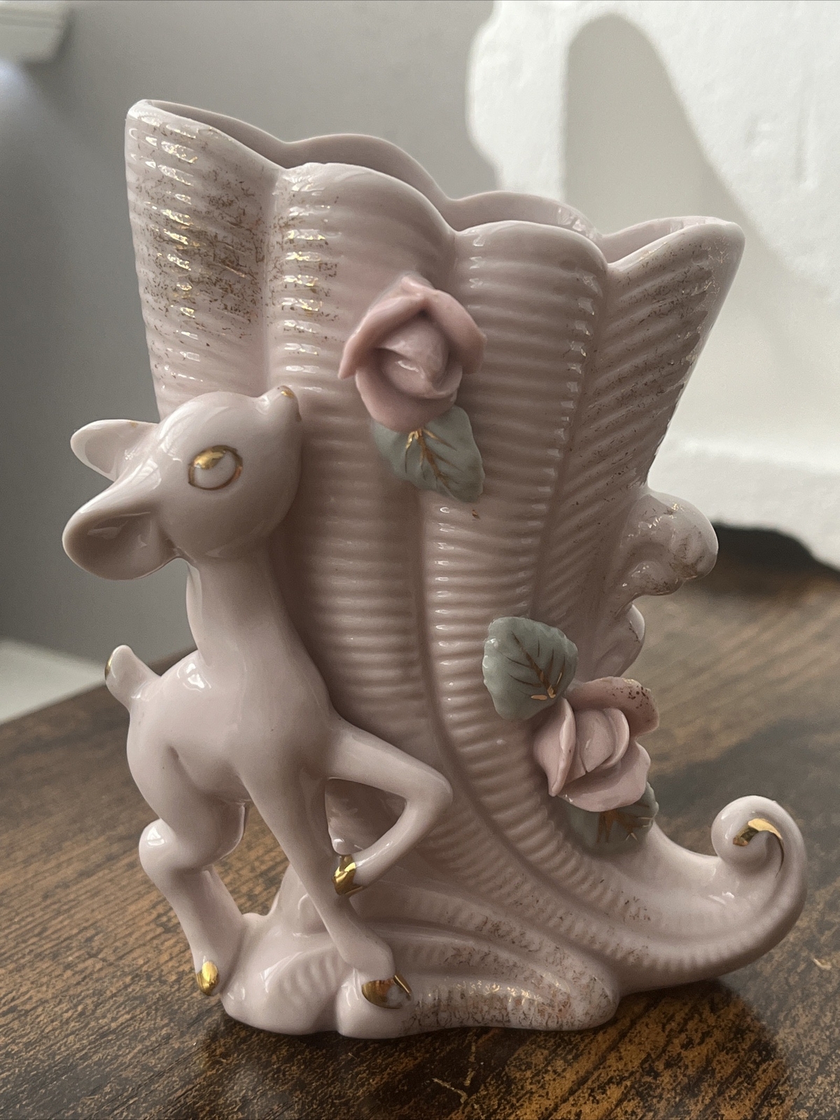 1960’s Royal Japan Pottery Cornucopia Vase Light purple 4.75” in Collectible