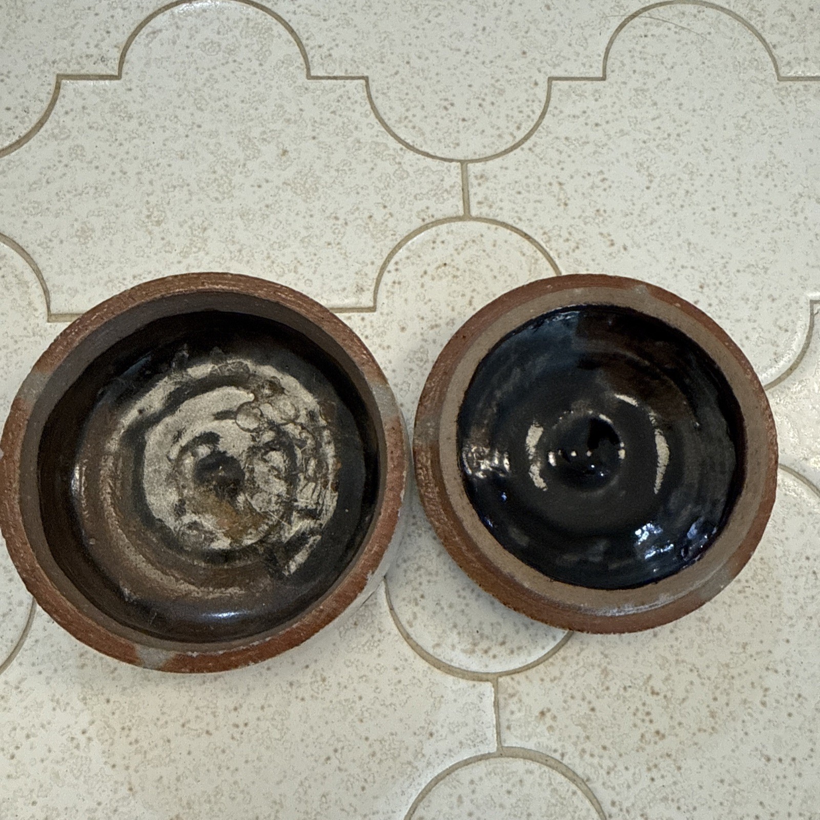 Lebeth Lammers Studio Pottery Sand Dollar Small Trinket Box Container w/ Lid VTG